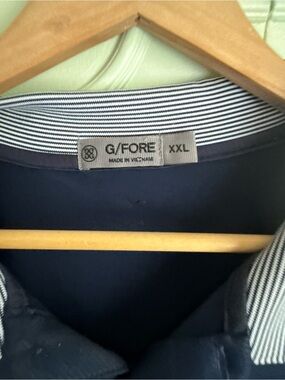 G/FORE Navy Polo with Striped Inner Collar - XXL
